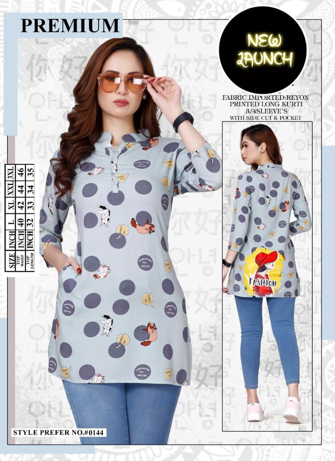 Summer Special Vol At 0144 Rayon Printed Top Catalog
